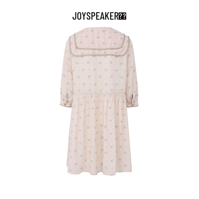 JOY SPEAKER Floral Print Double Collar Long Sleeve Dress
