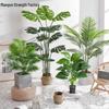 Nordic Style Faux Monstera Deliciosa Potted Plant - Green Decor Ornament for Living Room