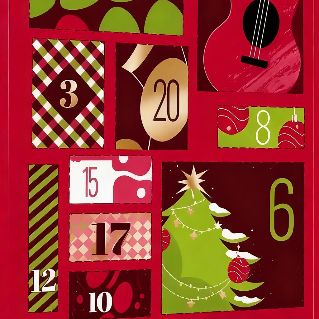 Calendários do Advento 2025, Calendário de Contagem Regressiva de Natal para Guitarrista com 22 Palhetas e Porta-Palhetas, Presente para Amante de Música de Baixo, Ukulele