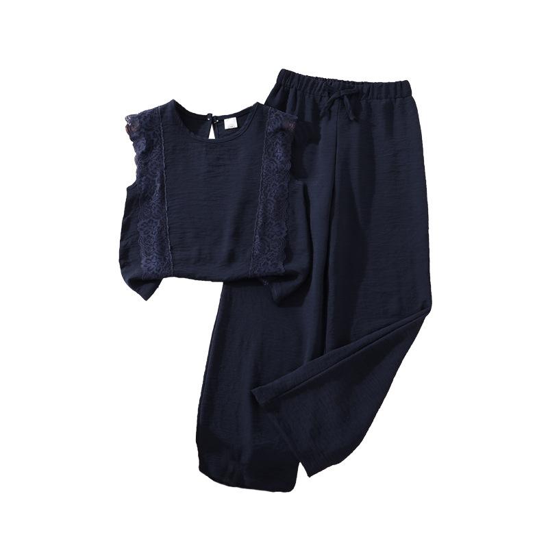 Girls' Casual Outfit - Summer Children's Elegant V-neck Long Pants Set