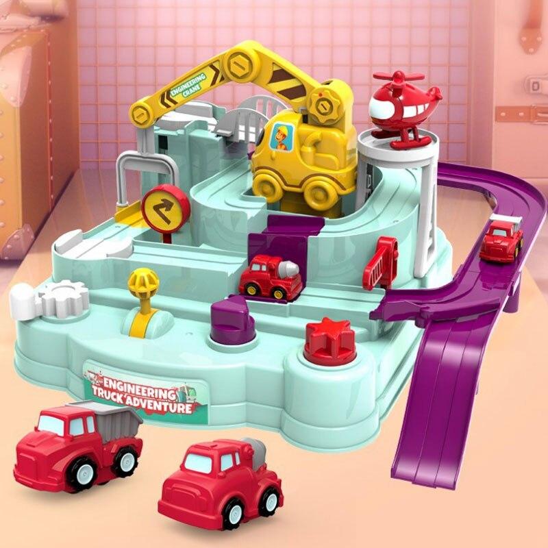 Racing Rail Car Model Racing Educational Toys Children Track Car Adventure Game Brain Game Mechanical Interactive Train Toy