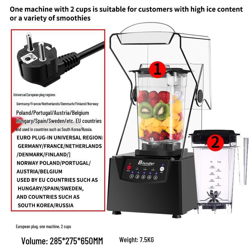 Commercial Soundproof Smoothie Maker and Ice Crusher Blender with Cover