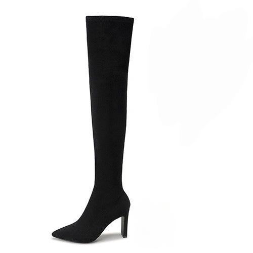 High Heel Boots New Skinny Boots Thick Heel Over Knee Boots Skinny Small Tall Elastic Boots 42 чёрный 3790₽