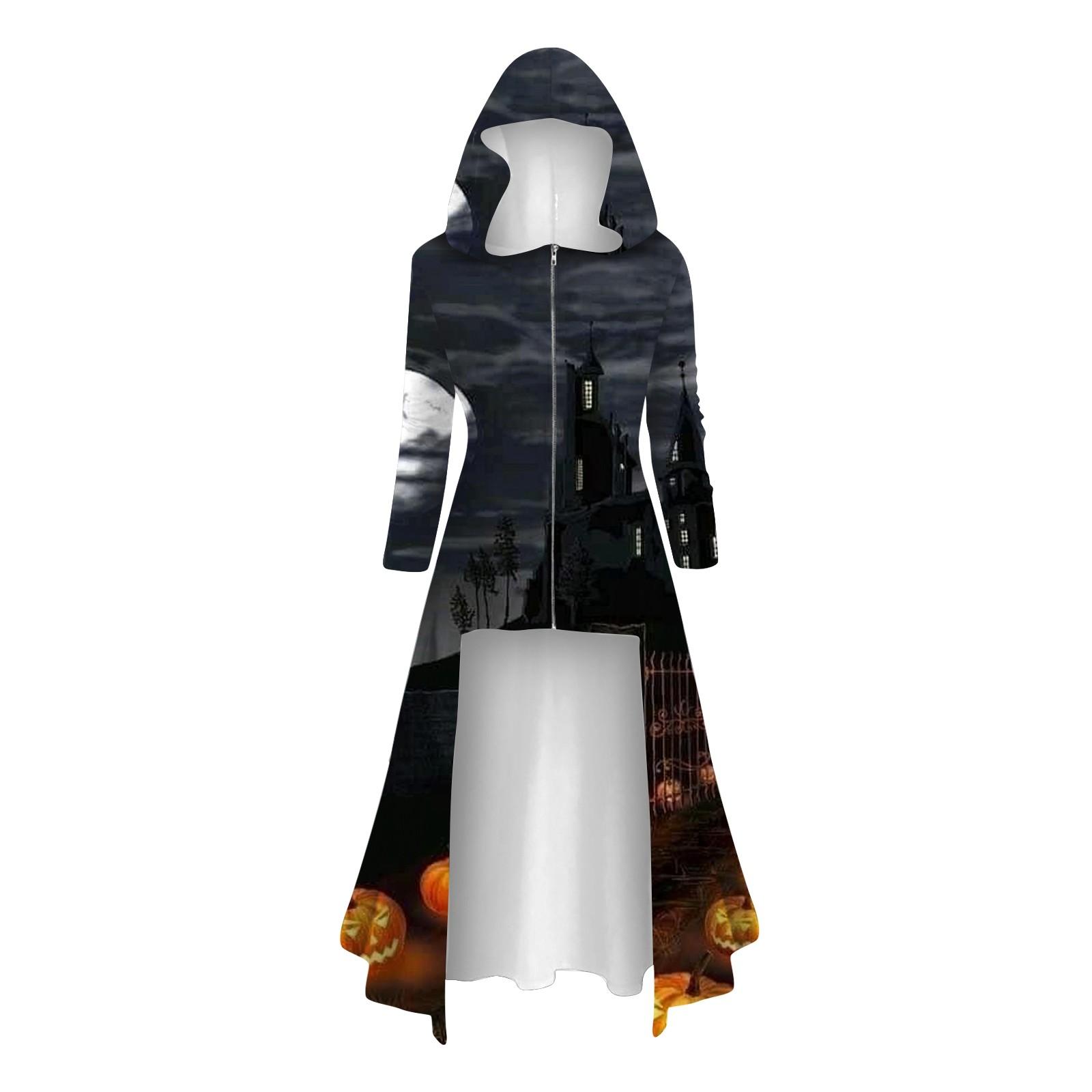 Модные женские топы на Хэллоуин с длинными рукавами и длинными капюшонами — фото 7