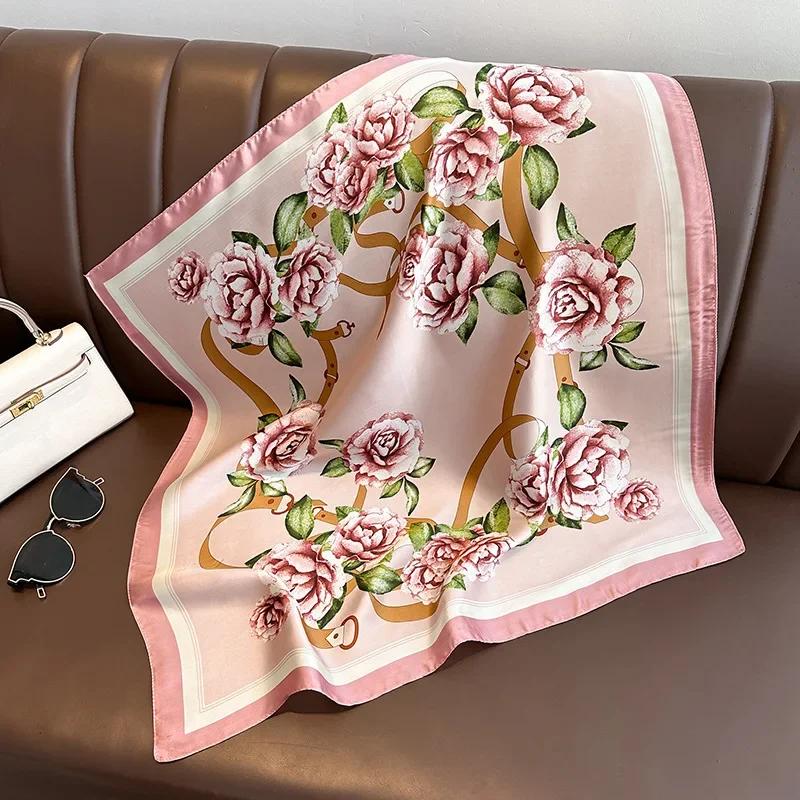 Fashion Scarves for Women Shawl Horse Print Silk Satin Hijab Scarf Female 70*70cm Luxury Brand Square Shawls Scarfs For Ladies