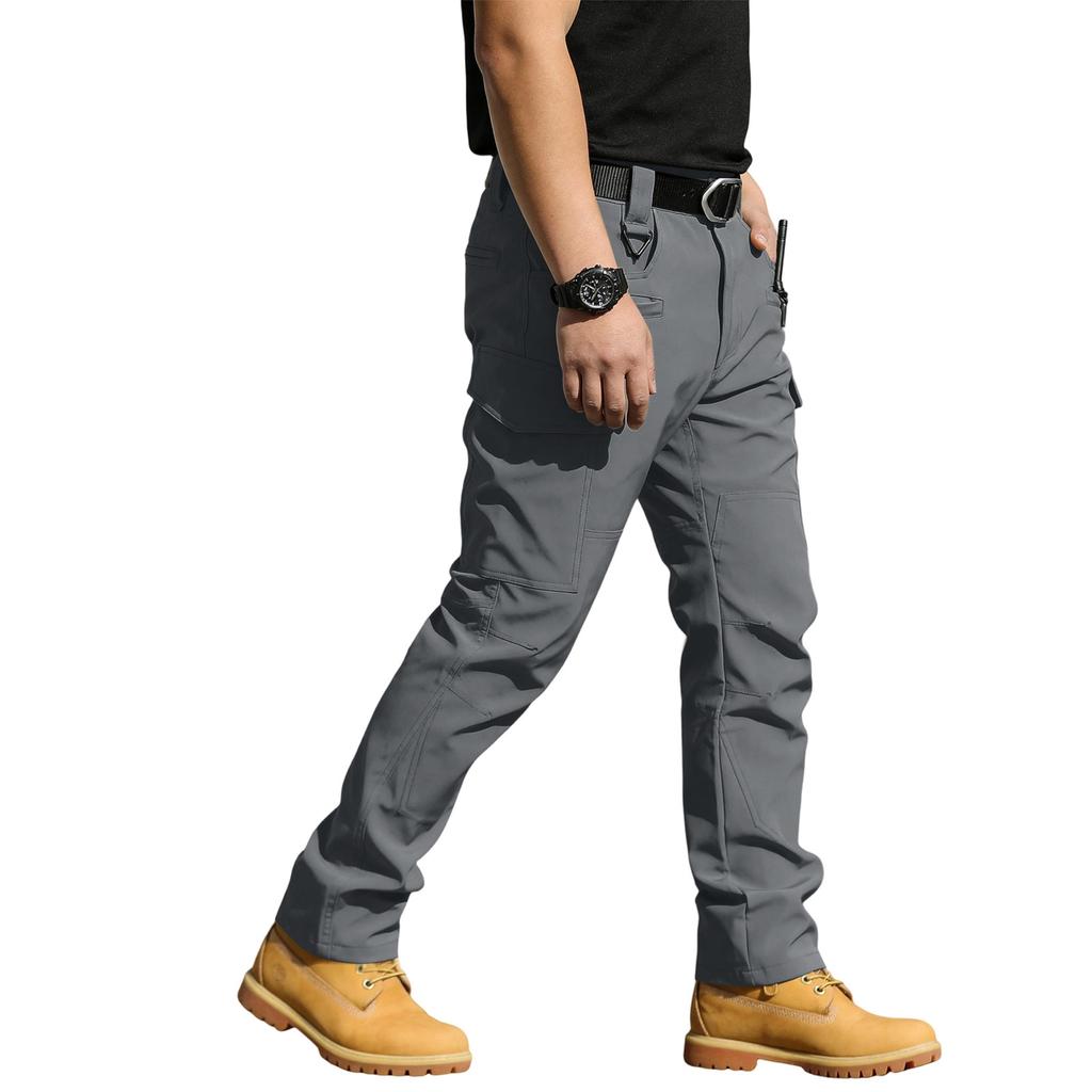 Men Cargo Pants Multi Pocket Outdoor Straight Fit Durable Utility Trousers with Belt Loop Zipper Closure