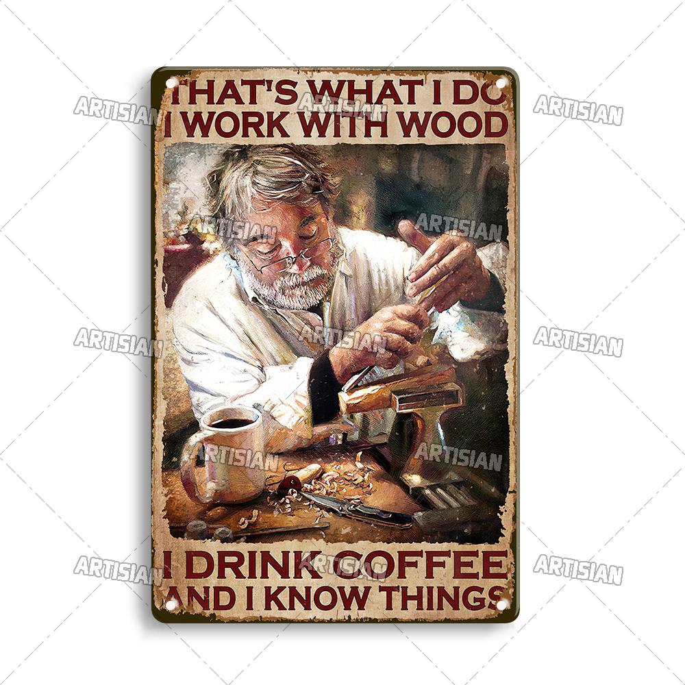 Artisian Coffee Metal Plaque Cute Animal Tin Sign Drinking Funny Decorative Plate Wall Decor Garage Bar Pub Club Hotel Cafe