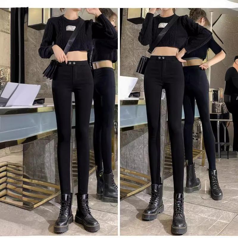 Leggings women wear autumn and winter new high waist tight magic small black pants small feet black velvet pants children