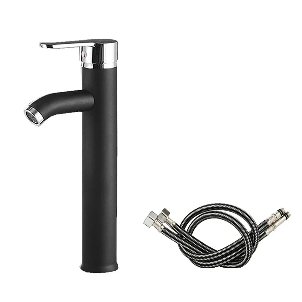 Bathroom Basin Faucet With 60CM Hoses Hot Cold Mixer Tap Deck Mounted Stainless Steel Bathroom Washbasin Sink Bathtub Faucet