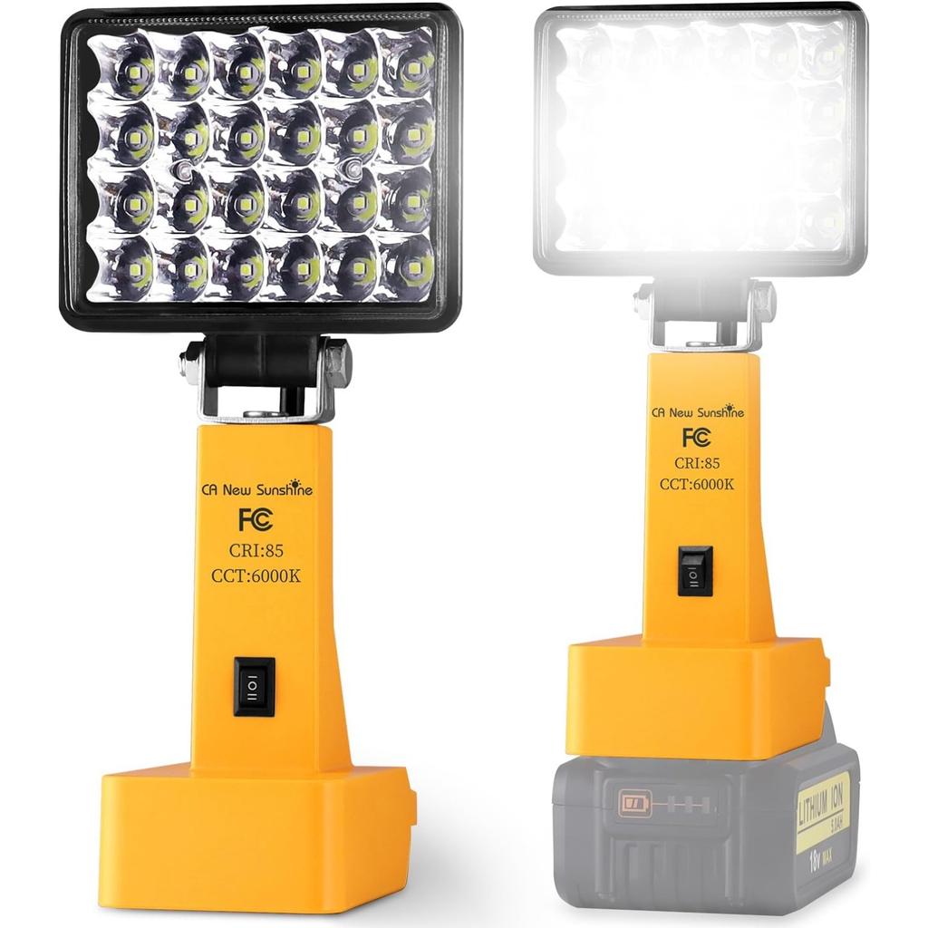 2PCS Cordless LED Work Light - 6000K Flood Light w/ 2 Brightness Modes, Portable for Camping/Outdoor