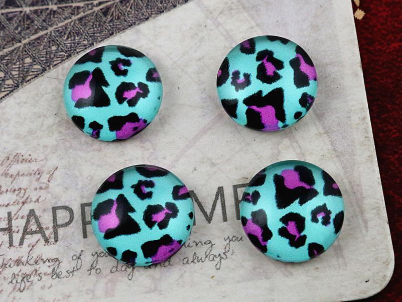 New Fashion 8mm 10mm 12mm Purple blue leopard print Handmade Photo Glass Cabochons 12mm 20pcs