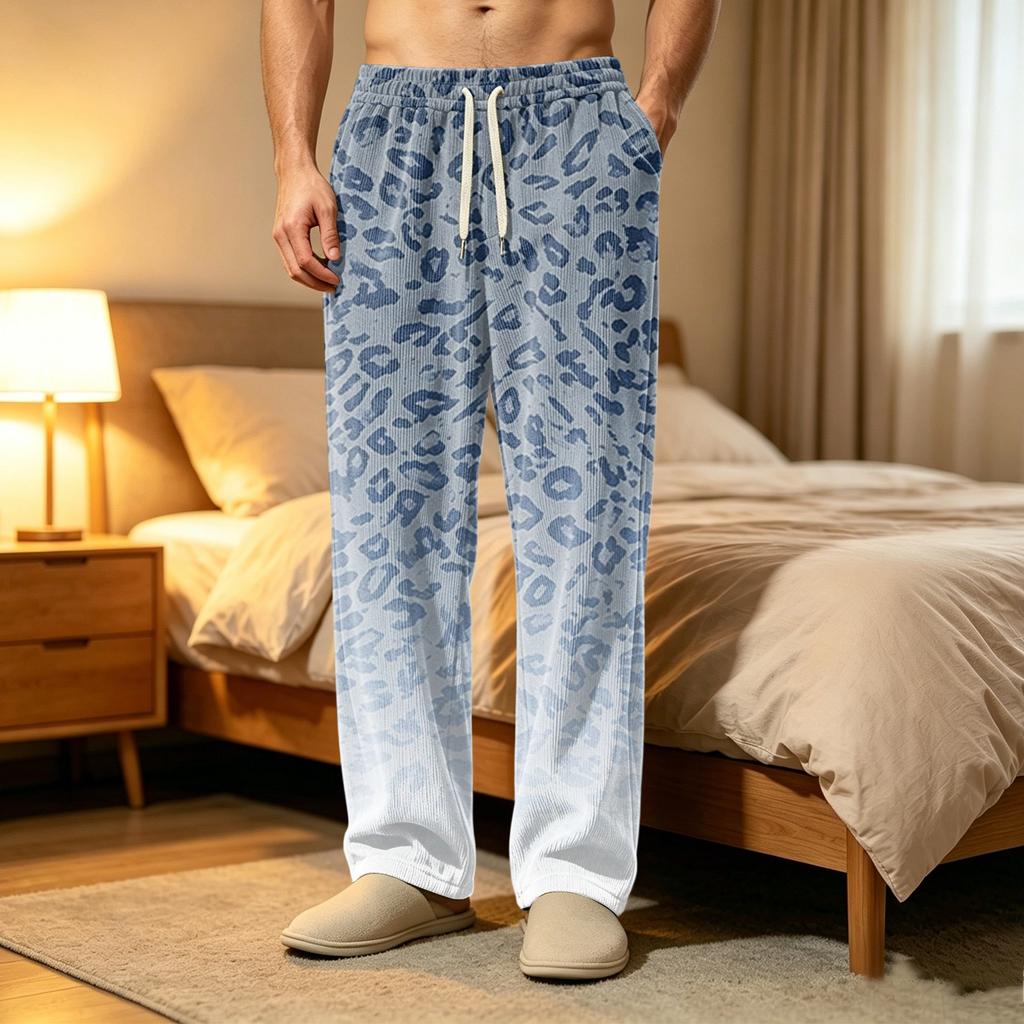 Men's Corduroy Pajama Pants with Pockets, Casual Sleep Bottoms for Home and Bedtime
