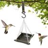 Hanging Bird Feeder Outdoor Hummingbird Feeders Faux Leather Feeding Tray Metal Mesh Attracting Wild Birds Square Platform