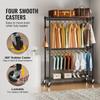 Heavy Duty Clothes Rack, Rolling Clothing Garment Rack with 3 Storage Tiers, 2 Rods and 2 Pairs Side Hooks, Adjustable Height Clothing Rack Closet for
