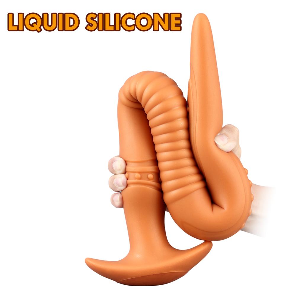 Dildo anal din silicon super lung Plug anal moale uriaș Jucării sexuale erotice pentru adulți pentru femei bărbați Dilatator anus Jucării sexuale cu plug anal mare