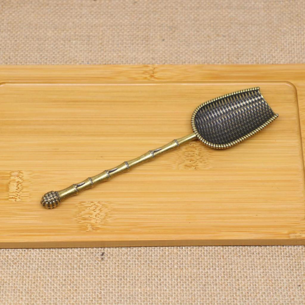 Retro Metal Chinese Tea Scoop Spoon Copper Teaspoon Bamboo Shape Tea Set Shovel Kongfu Tea Ceremony Utensils Accessory Tool
