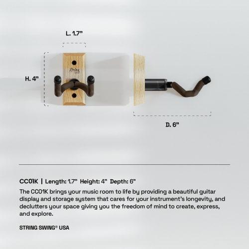 String Swing CC01K Wall-Mounted Guitar Hanger, Hardwood Construction, Anti-Slip, Damage-Resistant, for Acoustic and Electric Guitars