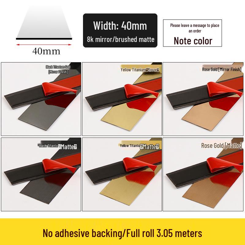 Self-Adhesive Titanium Gold Stainless Steel Trim Strip for TV Wall & Ceiling