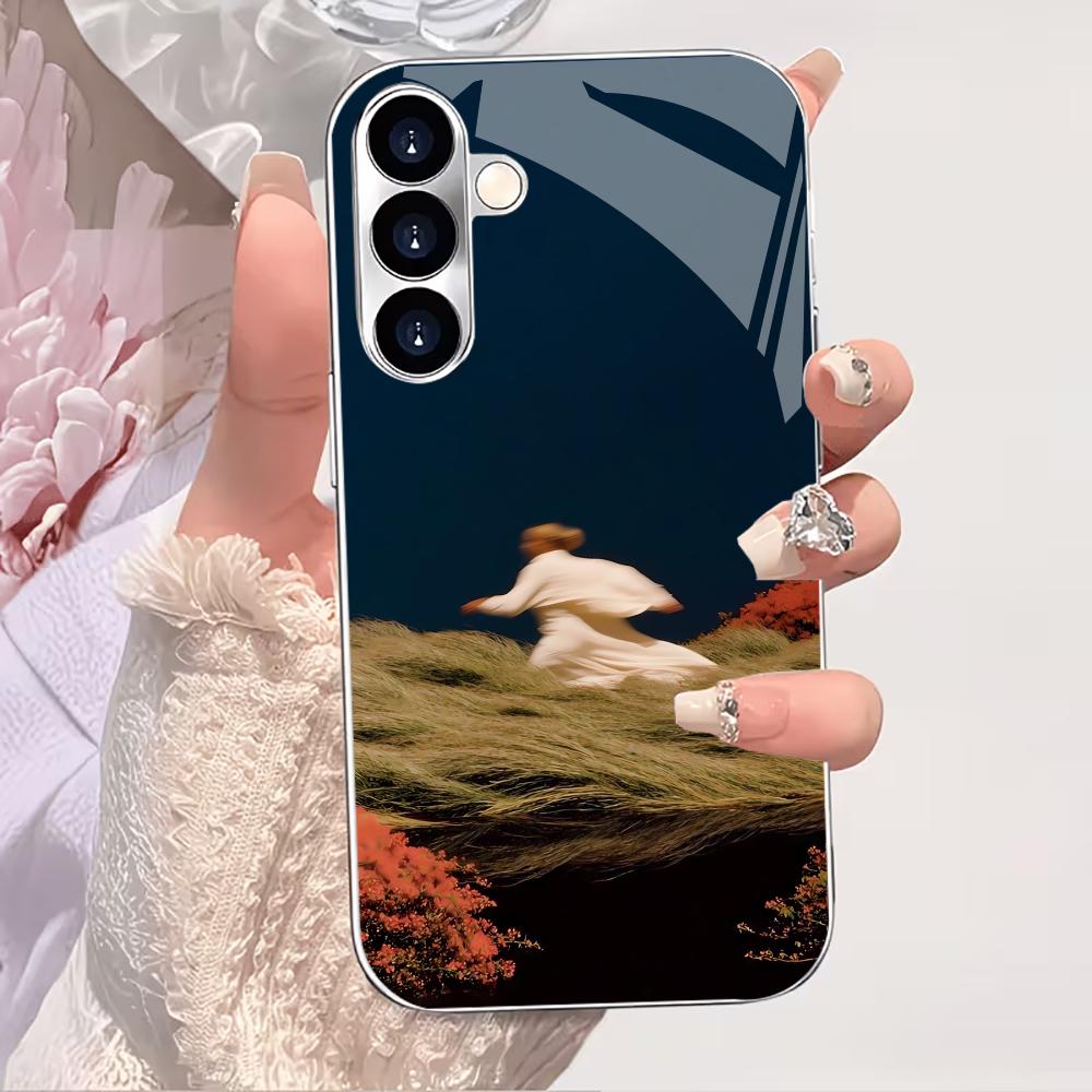 Painting Atmosphere Simplicity High-end Electroplating Glass PhoneCase for Samsung Galaxy S26 S25 S24 S23 S22 S21 FE,Ultra,Plus