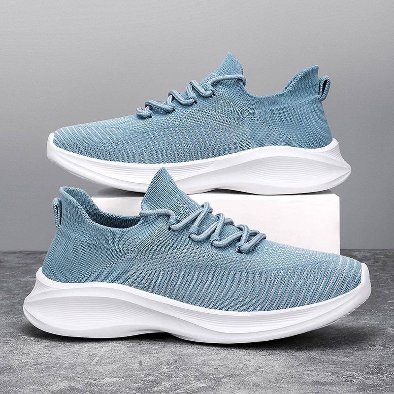 

Fashionable Summer Breathable Knit Socks Casual Sports Shoes Couples Light Running Shoes for Men 37 синий