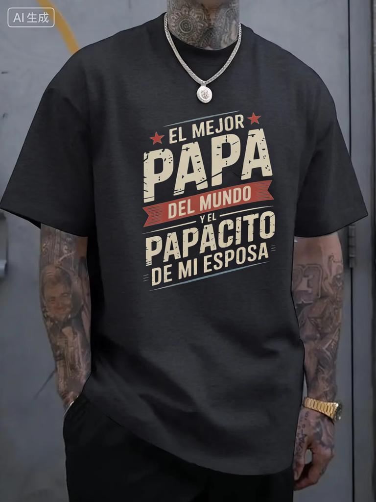 Summer Fathers Day Gift A Unisexs Casual TShirt In Black With The Spanish Inscription The Best Dad In The World Printed On It