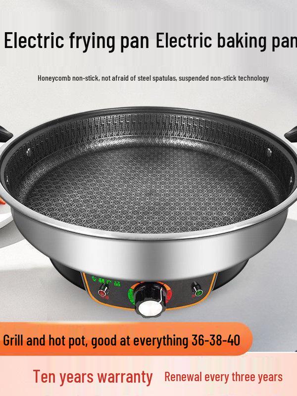 Multipurpose Non-Stick Stainless Steel Electric Pancake and Frying Pan