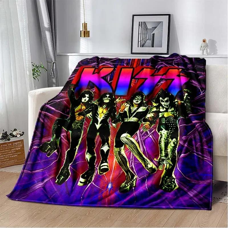 KISS Band Pattern Throw Blanket Light Weight Blanket for Living Room Bedroom Kidsroom Warm Blanket Christmas Gift