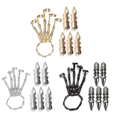 6 Stück Modische Metall-Fingerringe Accessoire Halloween Punk Mode Schmuckstück
