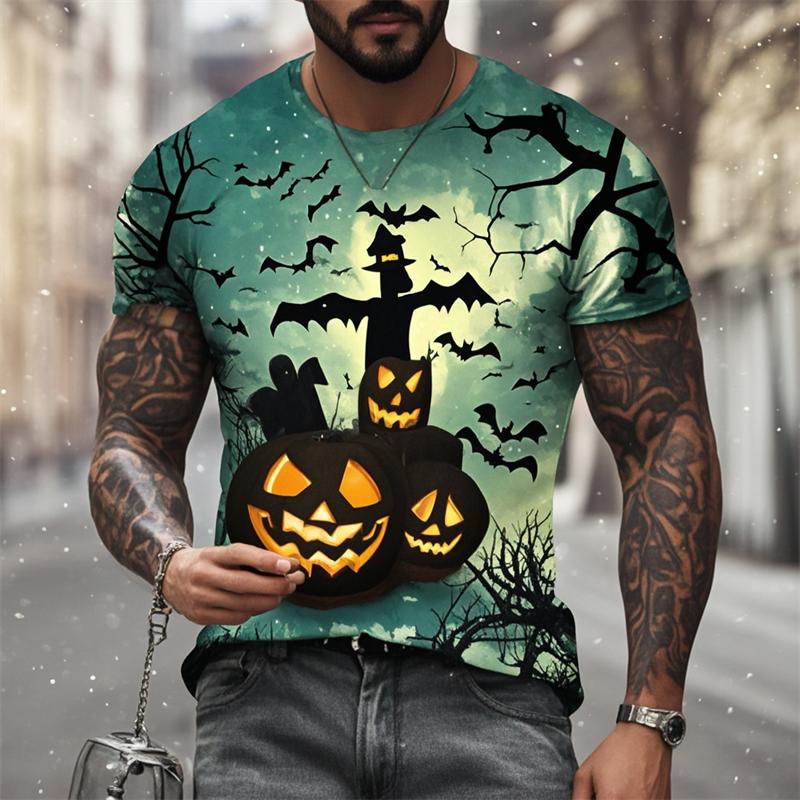 Halloween Pumpkin Graphic T Shirts Horror Ghost T Shirt For Men Clothes Casua