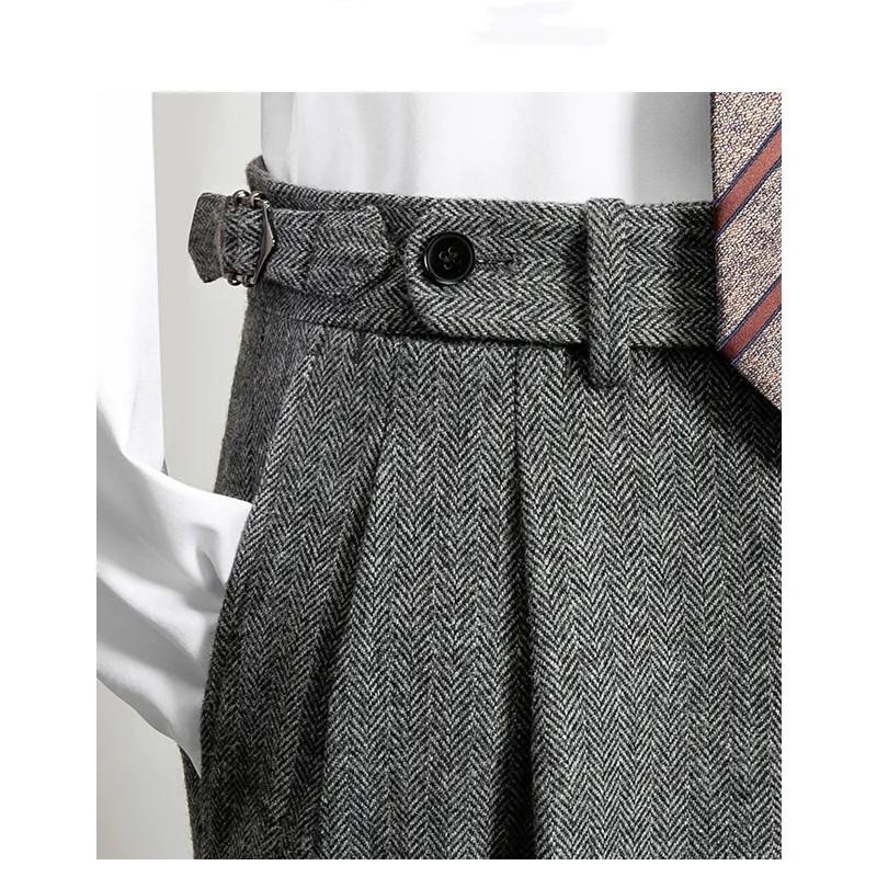 Men's Straight Tube Slim Fit Suit Pants, Gentlemen's Simple Casual Pants