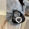 Casual Solid Color Love Heart Crossbody Bag Korean Style PU Leather Women Underarm Bag Handbag All-match Crescent Bag Women