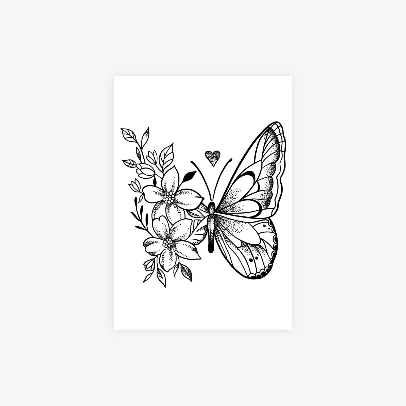 

Herbal Personality, Butterfly Flower Symbiosis, Tattoo Sticker Semi-Permanent Ins Tattoo Sticker Waterproof And Long-Lasting 7*10