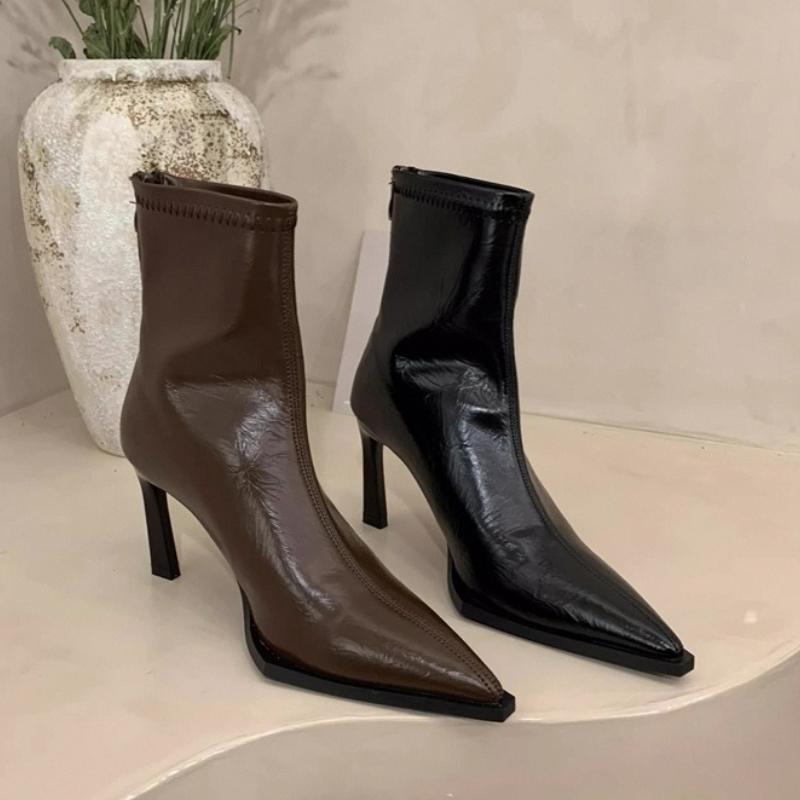High Heel Women Stretch Slim Ankle Boots Fashion Pointed Toe Shoes Autumn Winter Ladies Elegant Mordern Short Booties