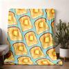 Butter Toast Printed Flannel Blanket, Warm Cozy Throw Blanket for Couch Bed Sofa, Soft Plush Blanket for Bedroom Dormitory Nappi