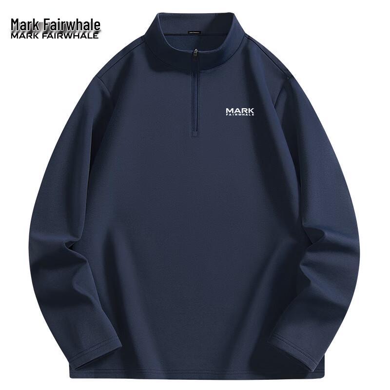 Mark Fairwhale Men's Half-Zip Stand Collar Fleece-Lined Thermal Long-Sleeve T-Shirt