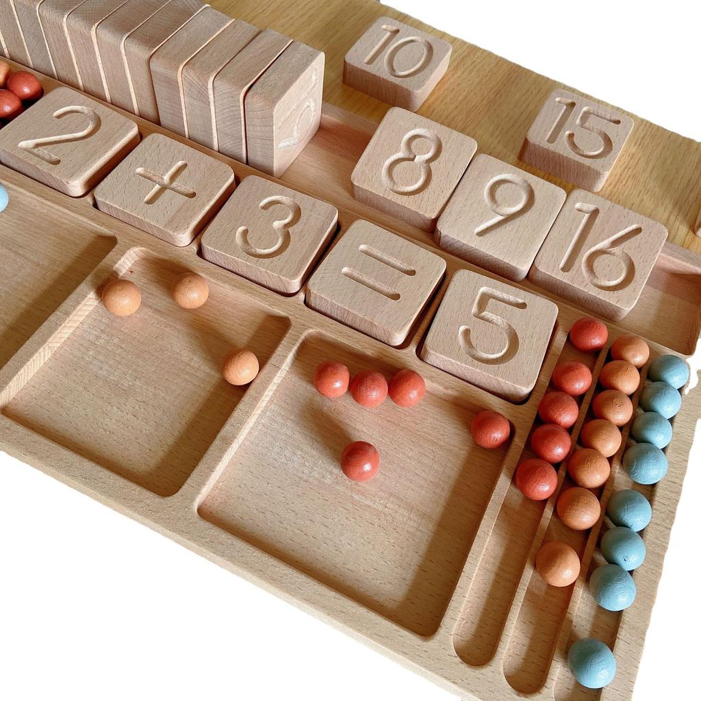 Digital Building Blocks Arithmetic Toy Wooden Counting Number Board Early Education Puzzle Toys
