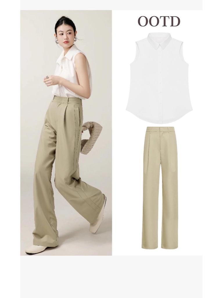 Women's French Style Sleeveless Polo Collar White Shirt - Versatile Spring/Autumn Casual Wear
