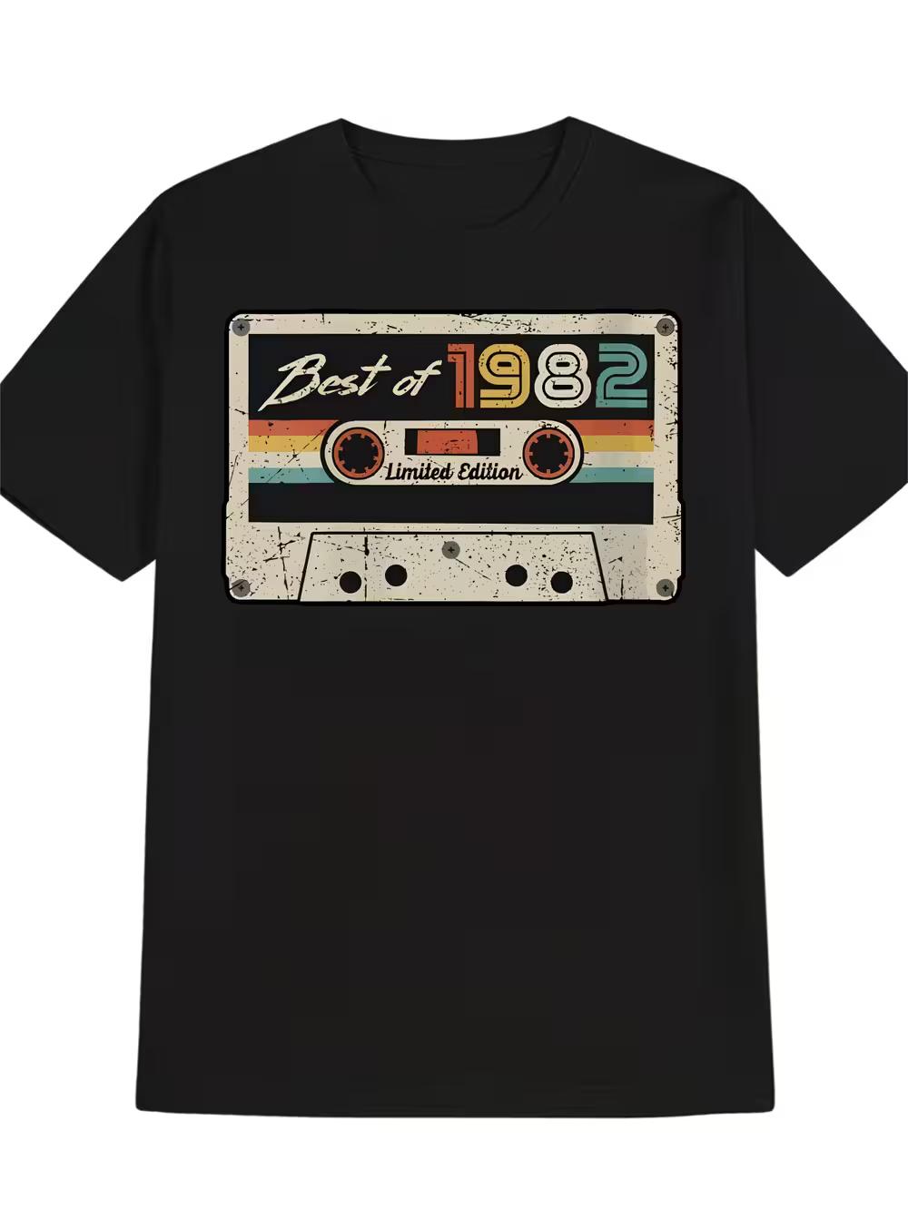 Men S Casual Round-Neck T-Shirt with a Versatile Black Print Design XXXXL