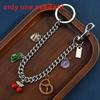 Summer Rainbow Heart Keychain With Dinosaur Pendant For Casual Bag Decor