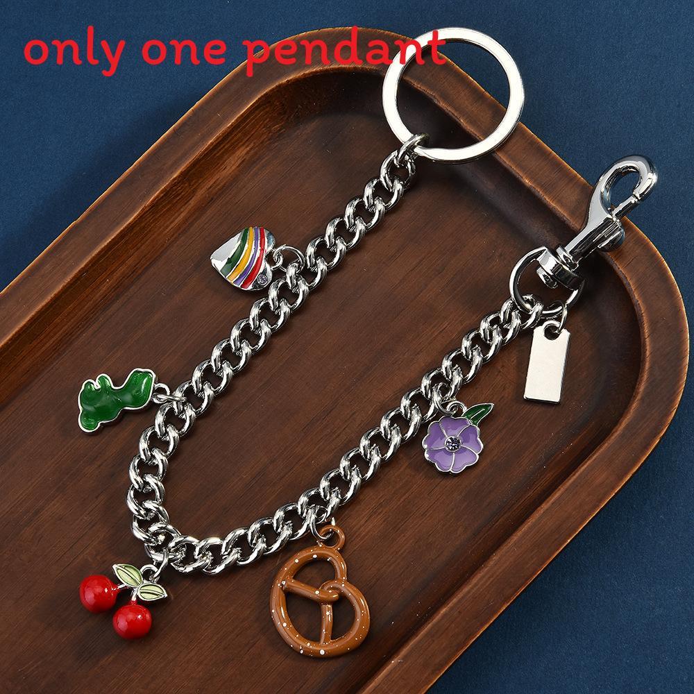Summer Rainbow Heart Keychain With Dinosaur Pendant For Casual Bag Decor