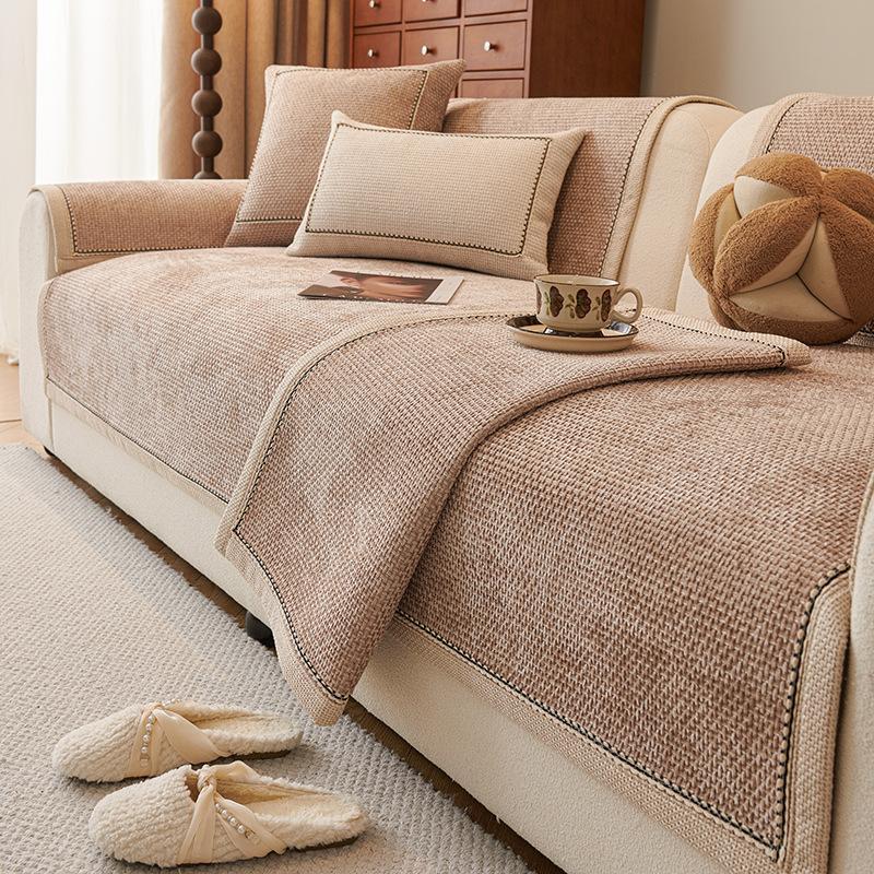 Breathable Sofa Cover Skin Friendly Comfortable Thickened Edge Wrapped Sofa Cushion Cover Anti Slip Suitable for All Seasons
