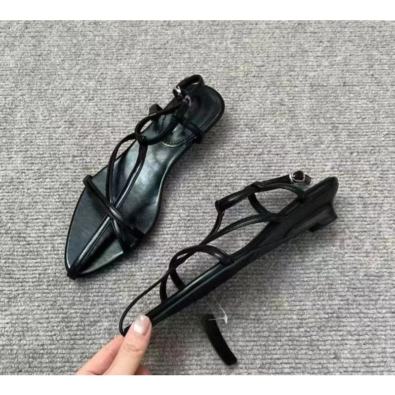 Fashion Fashionable and Stylish Slope-heeled High-heeled Sandals, 2025 New Summer Pointed-toe Cutout One-strap Roman Shoes