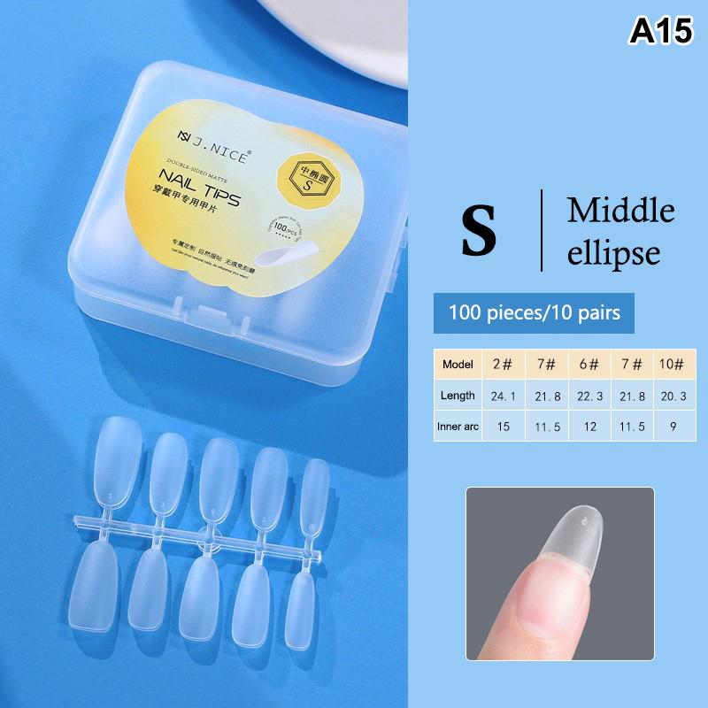 100 Pièces Embouts d'Ongles Amande Couvrance Totale Mat Gel Souple Faux Ongles Pour Salon de Manucure DIY Manucure Maison Création d'Art pour Ongles