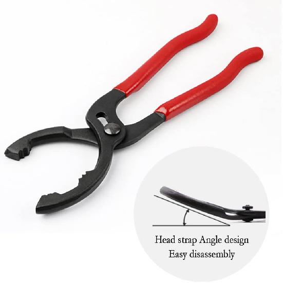 Salior 12'' Oil Filters Removal Specialty Tool Oil Filter Wrench,3-Position Adjustable+15°Bent Angle Head Design Oil Filter Pliers For 45-150Mm