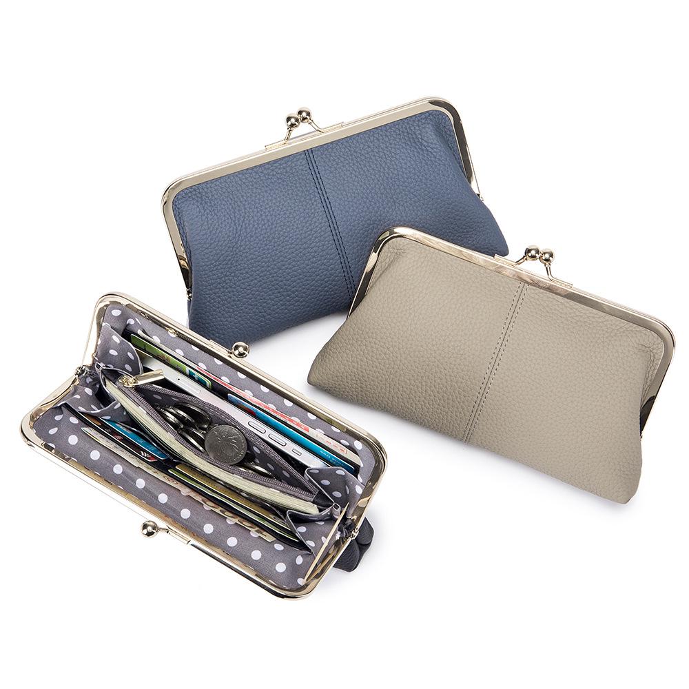 Premium Leather Long Clutch Wallet with Clasp - Large Capacity, Minimalist Design