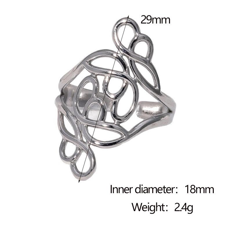 Vintage Stainless Steel Hollow Ring Unisex Exaggerated Geometric Line Open Adjustable Ring Delicate Luxury Party Jewelry Gifts