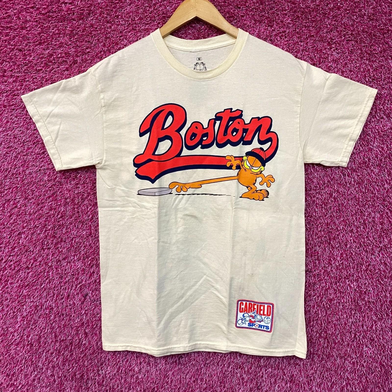 Garfield Boston Baseball Cartoon Graphic Design T-Shirt S