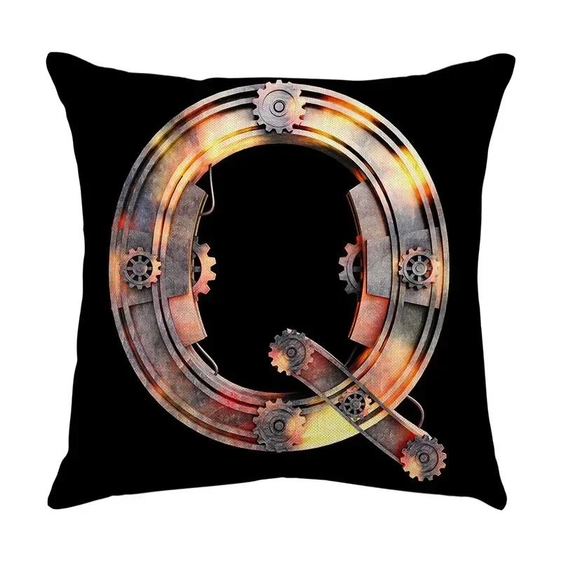 Luxury Home Decor Pillow Cover Car Living Room Sofa Cushion Cover Mechanical Style Letter Pattern Cushion Cover