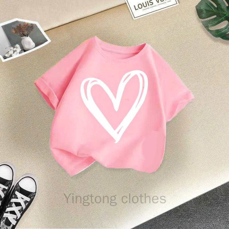 Summer Fashion Girls' Short Sleeved T-shirt Cute Printed Girls' Casual Versatile Top Cross Border