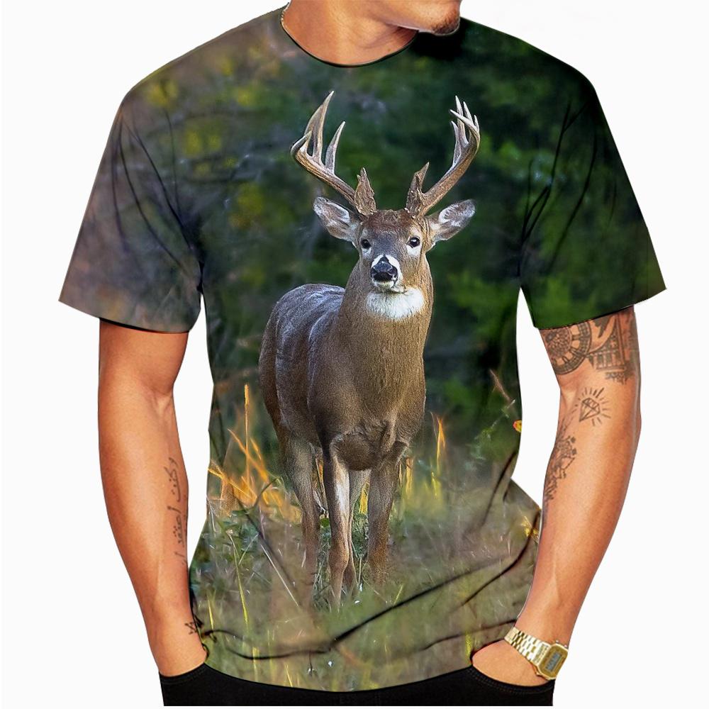 Fashion Deer Hunting 3D Print T-shirt Summer Men Woman T Shirts O-Neck Short Sleeve Oversized Harajuku Streetwear Male Tees Tops